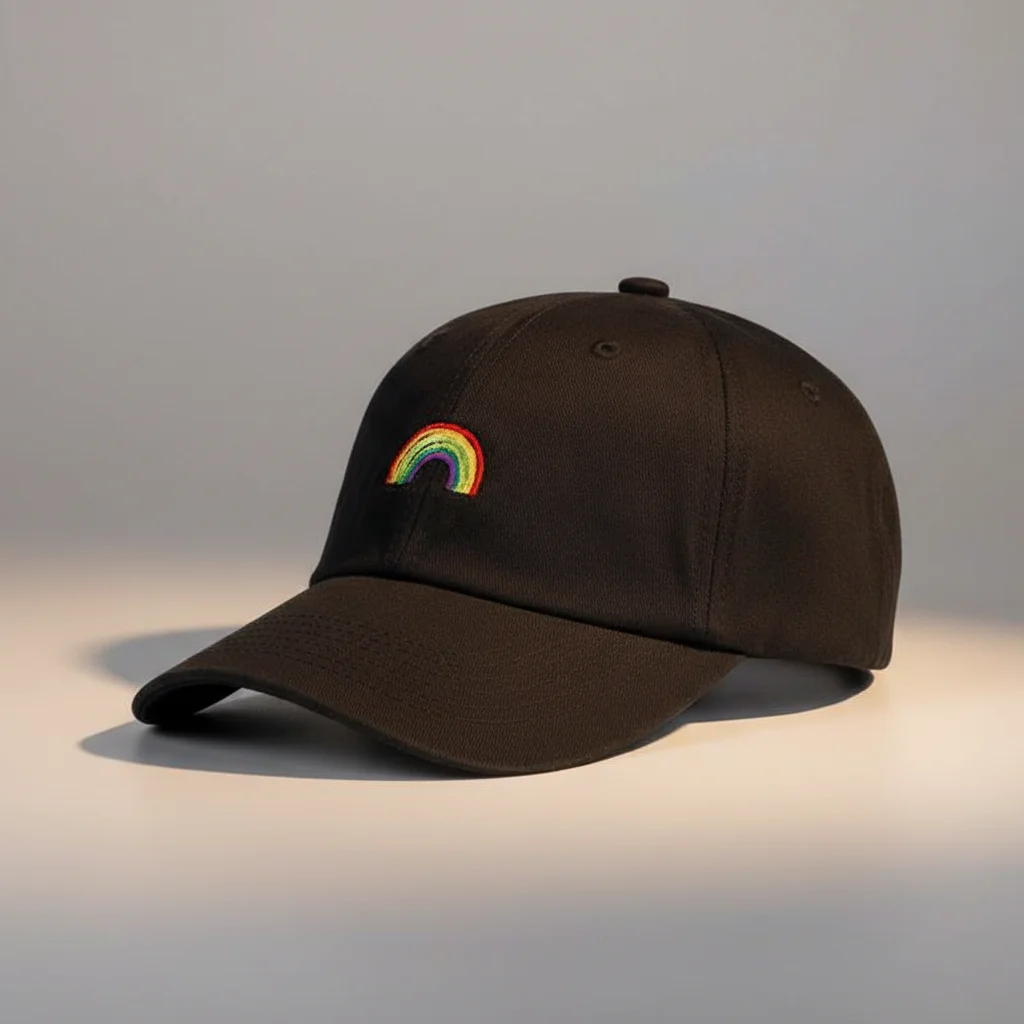 casquette vintage coton brodé arc-en-ciel - Vue 1 - casquette vintage