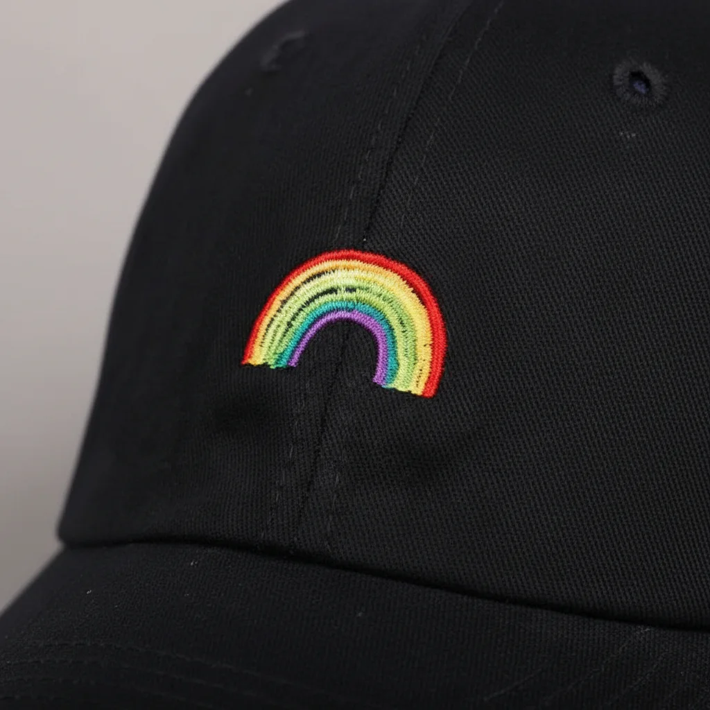 casquette vintage coton brodé arc-en-ciel - Vue 4 - casquette vintage