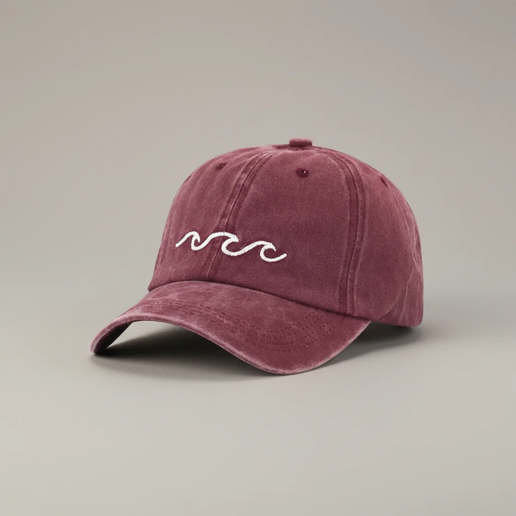 casquette vintage coton brodé motif vague - Vue 1 - casquette vintage