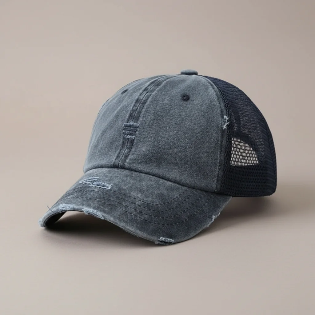 casquette vintage coton délavé queue de cheval - Vue 1 - casquette vintage