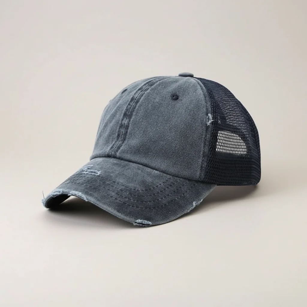 casquette vintage coton délavé queue de cheval - Vue 2 - casquette vintage