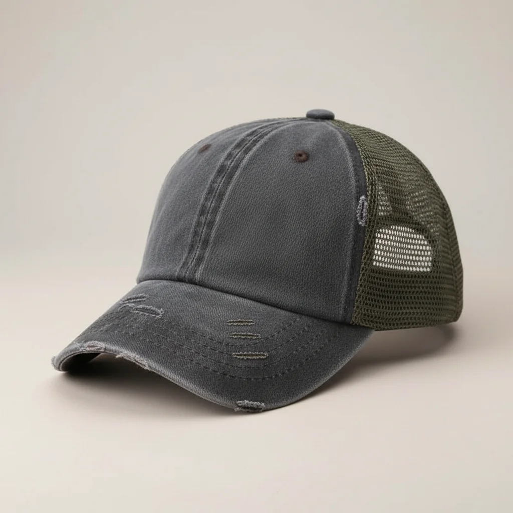 casquette vintage coton queue de cheval femme - Vue 1 - casquette vintage